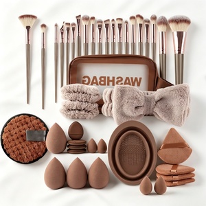 Ensemble d'outils <span class=keywords><strong>de</strong></span> maquillage Triangle Thumb Puff + Bandeau à nœud, pinceaux en fibres synthétiques, kit <span class=keywords><strong>de</strong></span> beauté tout-en-un pour le visage - Product Image 1