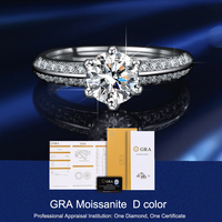 Bague de mariage classique ajustable en moissanite couleur D 1 carat pour femme, sertie de six griffes, avec certificat GRA, vente en gros