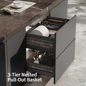 Panier coulissant double couche pour armoire de cuisine sur mesure, idéal pour appartement - Vente en gros - Product Image 2