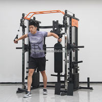 Appareil de musculation multifonctionnel commercial Smith Machine avec système de croisement de câbles double, station de gym à domicile, équipement d'entraînement fitness