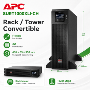 <span class=keywords><strong>APC</strong></span> SURT1000XLI-CH <span class=keywords><strong>Smart</strong></span> <span class=keywords><strong>UPS</strong></span> <span class=keywords><strong>1000VA</strong></span>/900W, onduleur à double conversion en ligne, format rack-tower, 230V, en stock RT1000VA - Product Image 5