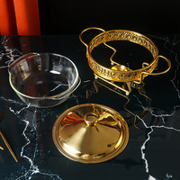 Neues Design Edelstahl Servier geschirr Rundes goldenes Buffet Chafing Warmer Hotel Restaurant Buffet Set mit Ofen abdeckung
