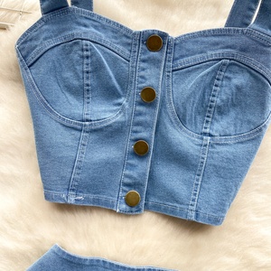 Completi Estivi da <span class=keywords><strong>Donna</strong></span>, Top Color Block e Jeans, Set <span class=keywords><strong>Casual</strong></span> 2 Pezzi, <span class=keywords><strong>Abbigliamento</strong></span> Femminile all'Ingrosso - Product Image 6