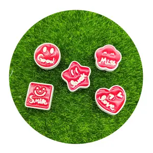 Hot Selling Red Theme Flatback Resin Cabochons Lovely Heart Star Flower Round Square Shape Message Crafts For Scrapbooking DIY
