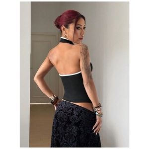 Top corto estilo chino con estampado de dragón dorado, top halter que realza la figura, cuello tipo cheongsam, top corto para <span class=keywords><strong>mujer</strong></span> que estiliza la cintura - Product Image 3
