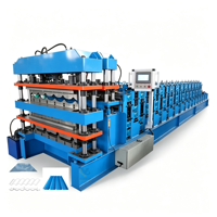 Machine de formage à rouleaux automatique à trois couches pour toiture, fabriquée en Chine, avec contrôle PLC