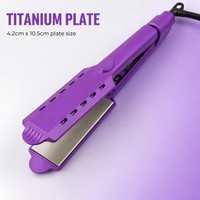 Lisseur électrique violet à plaques larges ventilées, chauffe rapide, en titane, avec affichage de la température, pour usage domestique