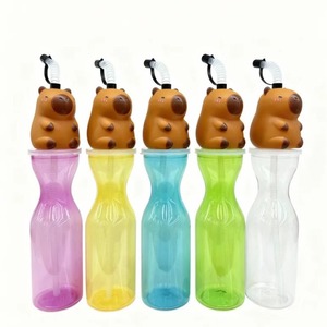 Kapibara Şeklinde Çocuk Bardağı 473 ml Sevimli Hayvan Karikatür Tek Kullanımlık Plastik Bardak Pipetli, Çocuklar İçin Benzersiz Doğum Günü Hediyesi - Product Image 3