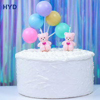 Bougie d'anniversaire 3D Ours en peluche mignon 2026, sans fumée, en forme de cœur, ours rose qui s'embrasse, en cire, pour baby shower et décorations de fête d'anniversaire d'enfants