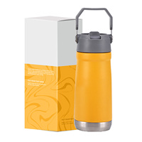 Botella de agua potable deportiva rectangular de acero inoxidable 304, DESBLOQUEO AL TIEMPO DE LOS DEDOS, estilo de diseño