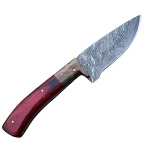 Couteaux de chasse en acier Damas, lame fixe à pointe tombante, manche en bois, pour le camping et la chasse en extérieur - Product Image 2