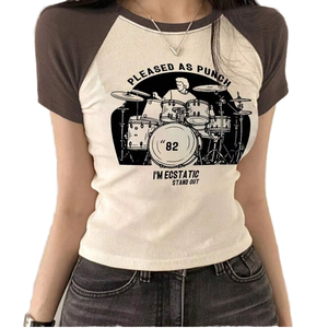 Custom Logo Aesthetic Women's Short Sleeve <b>Y2K</b> Baby E-Girls Cute Graphic Print Jersey Crop <b>Tops</b> Regular Fit Summer T-Shirts - Product Image 1