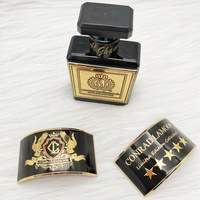 Autocollants personnalisés pour flacons de parfum en étain, en aluminium, avec logo métallique en relief doré