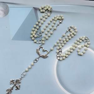 대형 웨딩 올가미 묵주 첫 친교 화이트 진주 비즈 Rosarios Catolicos 웨딩 액세서리 가톨릭 커플 묵주 - Product Image 2