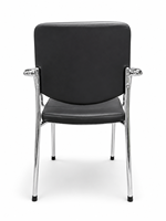 Chaise de visiteur moderne en similicuir avec accoudoirs rembourrés, pieds chromés, pour bureau, réunion, conférence, réception, salle de formation