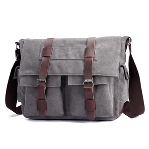 <span class=keywords><strong>Sacoche</strong></span> à bandoulière en cuir et toile pour hommes, sac pour ordinateur portable personnalisé, 2020 - Product Image 3