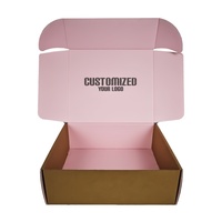 Boîte d'expédition auto-fermante en carton ondulé personnalisée rose en papier kraft brun fabriquée en Chine