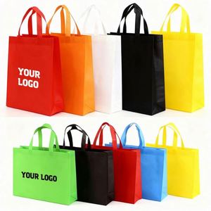 Sacs en tissu imprimés avec logo pour cadeaux promotionnels, sacs de shopping réutilisables avec poignée, sacs de transport non tissés - Product Image 1