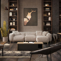 Sofa sectionnel nordique moderne pour petit plancher Nouveau design Meubles de salon à compression populaires Ensemble de tissus en velours pour appartements