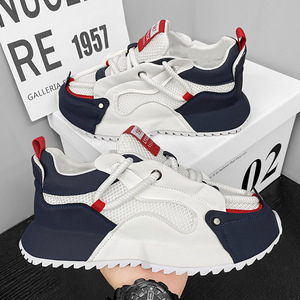 Chaussures de sport décontractées pour hommes, grande taille, en mesh patchwork, plateforme, semelle épaisse, confortables, à lacets, pour tous les jours - Product Image 5