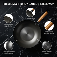 32cm 2,3mm Nitrierungsprozess Flachboden 4,5L Fassungsvermögen Gas- und Induktionsgeeigneter Antihaft-Titan-Wok für Chinesisches Wok-Garen