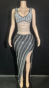 Traje de Baile Largo con Pedrería Brillante para Mujer, Spandex/Poliéster, Sexy, para <span class=keywords><strong>Discoteca</strong></span>, Celebraciones y Actuaciones - Product Image 6