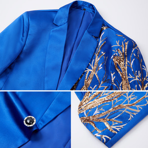 Người đàn ông của thêu Sequins phù hợp với Vàng Sequins giai đoạn hiệu suất trang phục hip hop phù hợp với 2-mảnh áo khoác + quần - Product Image 4