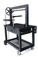 Barbecue au charbon de bois pliable réglable argentinien en acier inoxydable avec manivelle pour la maison et le camping