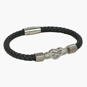 Bracciale Unisex alla Moda in Acciaio Inossidabile <span class=keywords><strong>Serie</strong></span> 8 con Corda in Pelle Intrecciata - Product Image 1