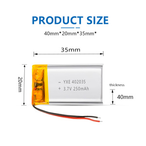 YXE Factory Deep Cycle 3.7V Capacité personnalisée 402035 Protection contre les surcharges Batteries lithium-ion à poche semi-solide rechargeables - Product Image 3