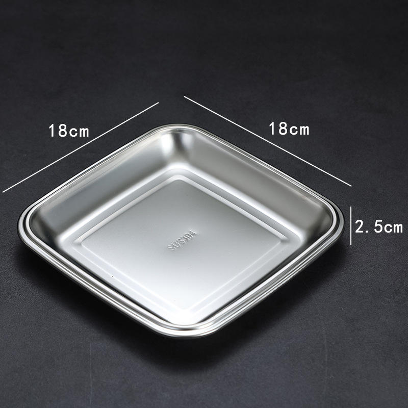 Large square meal plate (304 Silver)