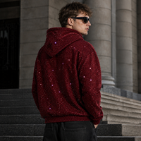 Blouson court oversize à capuche zippé intégral, motif léopard gaufré dégradé avec strass, style streetwear, fabrication OEM, marque personnalisée
