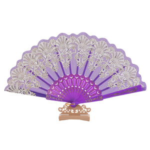 Nouvel éventail espagnol en plastique pour femme, idéal pour les mariages et les cadeaux, avec finition dorée - Product Image 4