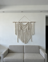 Décoration murale tissée à la main en usine pour la maison et l'hôtel, grand article en macramé, couleur blanche