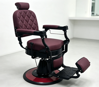 Fauteuil de Barbier Vintage pour Hommes avec Base Hydraulique Stable et Revêtement Matelassé Diamant pour Salon de Beauté