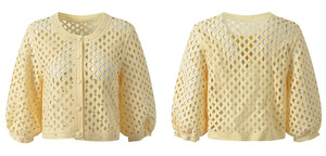 OUDINA Nuovo Elegante Cardigan Casual con Strass Traforato all'Uncinetto Senza Maniche per Donna - Product Image 3