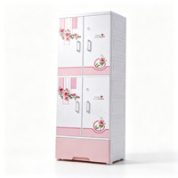 Armoire pour bébé en plastique PP 50*38*145cm, 3 étages, double porte, armoire de rangement pour enfants avec tiroir, armoire pour vêtements et jouets pour enfants
