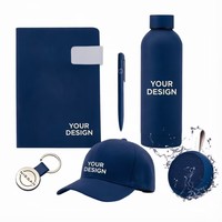 Coffret Cadeau d'Entreprise 6-en-1 Personnalisable avec Logo, Haut-parleur Bluetooth Sans Fil en Acier Inoxydable avec Impression UV, Casquette de Baseball et Bouteille Isotherme