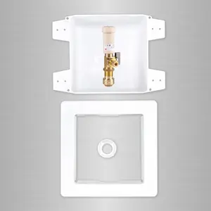 OEM Lead Free Ice Maker Outlet Box With Valve With Plastic Water Hammer Arrester Half Inch Push Fit X A Quarter Inch OD Comp