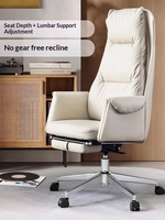 Silla de Oficina Ejecutiva Ergonómica Giratoria de Cuero Genuino con Función Reclinable y Soporte Lumbar para una Asientos Cómoda