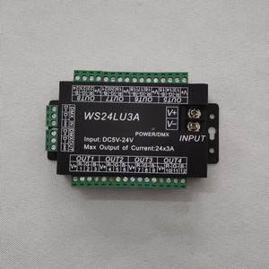 JIUAN WS24LU3A DC5-24V 1728W Charge Maximale 3A Décodeur DMX512 24 Canaux 8 Groupes Contrôleur LED RGB Anode Commune Construction Métallique - Product Image 1