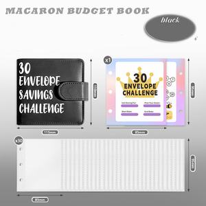 Mini classeur en cuir PU macaron 30 jours économie défi cahier <span class=keywords><strong>agenda</strong></span> avec enveloppes défi économie d'argent fournitures scolaires - Product Image 6