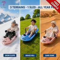 Luge multi-terrain pour enfants, motif ours de dessin animé, en PEHD, pour neige, herbe, sable, capacité 120 kg, jouet d'hiver robuste pour l'extérieur, certifié CE EN71, direct usine
