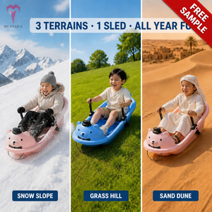 Luge multi-terrain pour enfants, motif ours de dessin animé, en PEHD, pour neige, herbe, sable, capacité 120 kg, jouet d'hiver robuste pour l'extérieur, certifié CE EN71, direct usine - Product Image 1