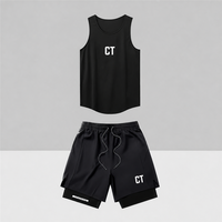 Ensemble débardeur et short d'été personnalisé pour homme, 100 % coton, séchage rapide, streetwear, double couche, logo imprimé, OEM ODM, vente en gros