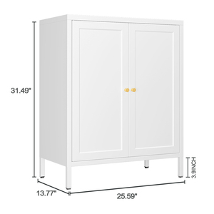 ארון אחסון לבן רב-מפלסי בסלון עמיד בפני אבק ואחסון ארון תצוגה עם דלת כפולה - Product Image 6