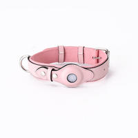Collar de Cuero de Lujo para Perro con AirTag, Collar Personalizado Antipérdida con Rastreo para Mascotas, Funda para AirTag de Apple para Perros Pequeños, Medianos y Grandes