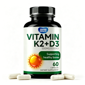 Cápsulas Veganas de Vitamina D3+K2 MK7, Suplemento de Salud OEM/ODM, Materia Prima 5000UI de Vitamina D3 K2 - Product Image 1