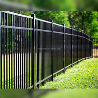 Valla de estacas de metal de acero de zinc moderno Paneles de valla de acero superior plano de hierro forjado de seguridad galvanizado negro 6x8