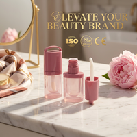 Service OEM Personnalisé – Contenant Vide Rose Mauve pour Brillant à Lèvres avec Grand Pinceau Applicateur – Emballage Cosmétique Marque Privée – Outils de Maquillage